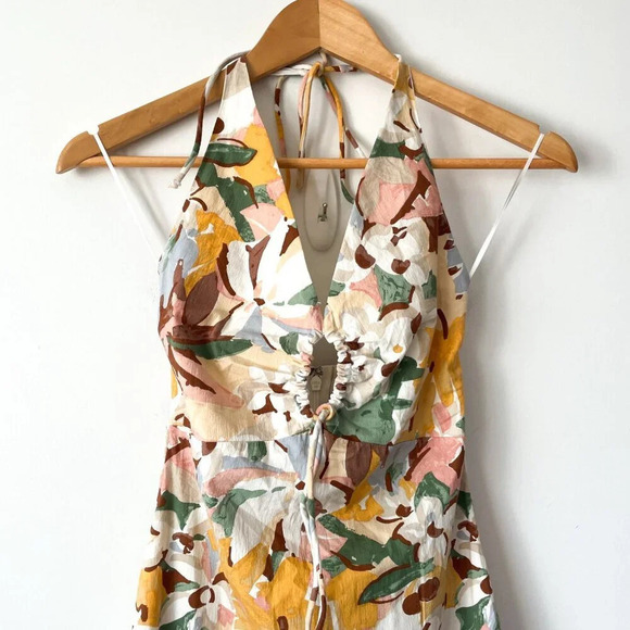 Abercrombie & Fitch Halter Keyhole Midi Dress Floral  Size XXS - Picture 4 of 8